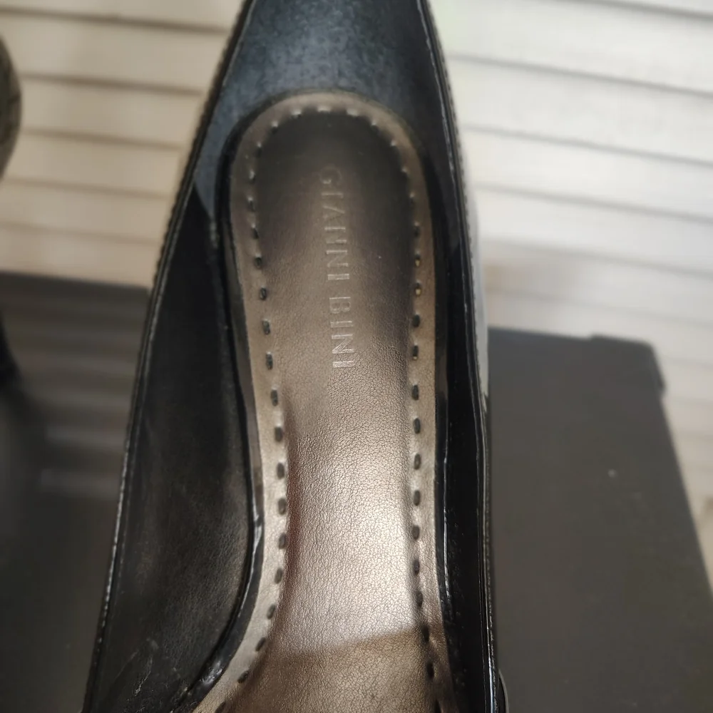 Gianni Bini Glossy Black Peep-Toe Heels